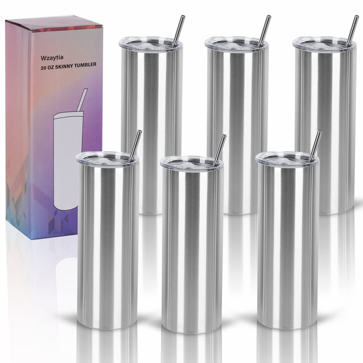 6 Pack 20 Oz Straight Skinny Tumblers (6 Count)