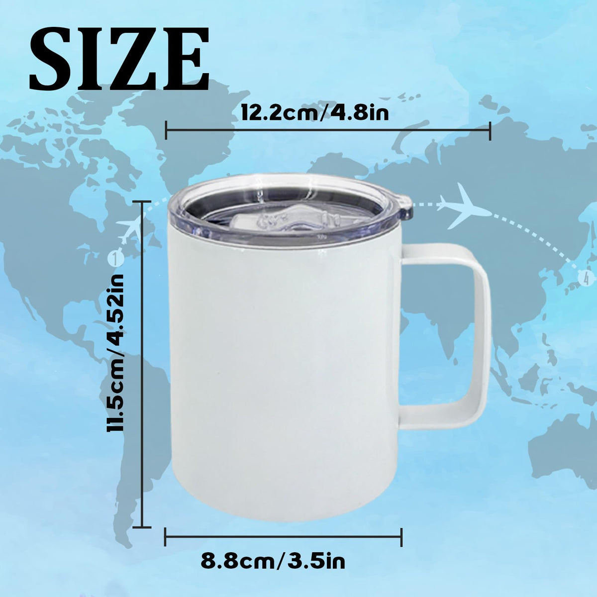 25 Pack 12 oz Sublimation Mugs with Handle and Lid Straw (25 Count)
