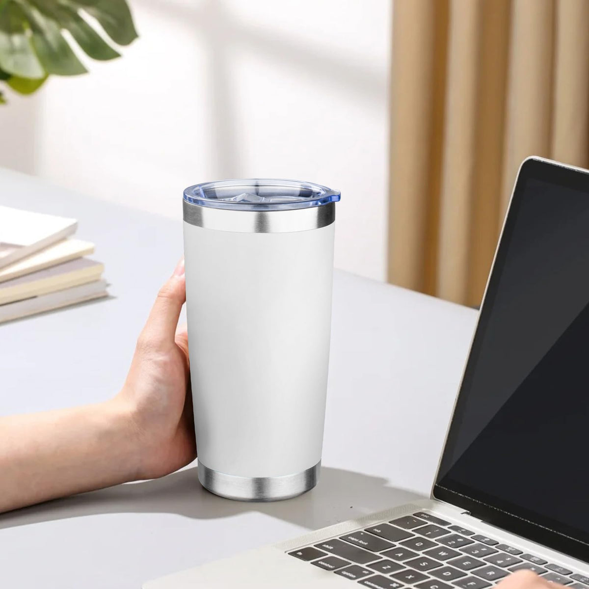20oz Tumbler with Lid Double Wall Vacuum Insulated Travel Coffee Mug Stainless Steel Thermal Cup Powder Coated Sturdy Coffee Tumbler for Hot and Cold Beverage
