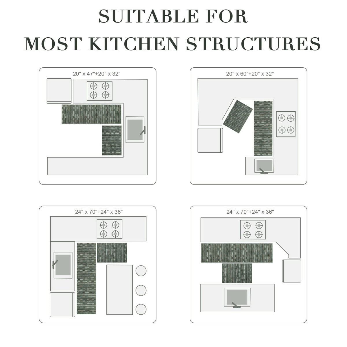 Kitchen Rugs Sets of 2 (94 Sq Ft)