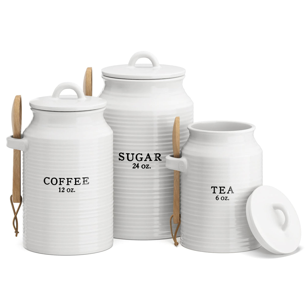 Ceramic Kitchen Canister Set White