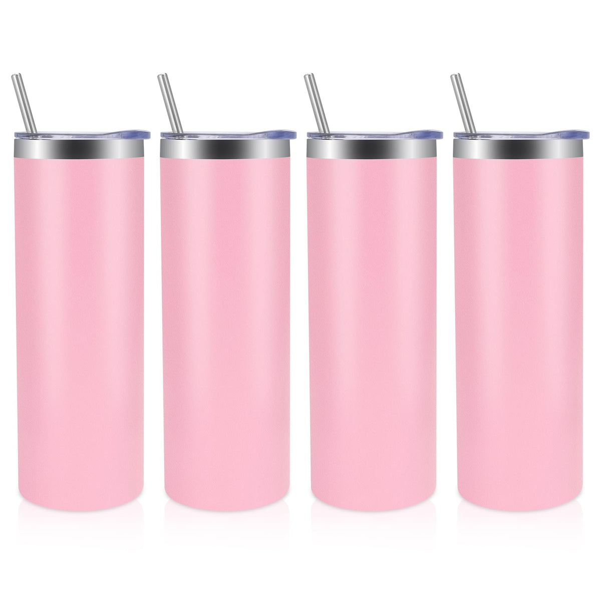 4 Pack Skinny Tumblers with Lid and Straw