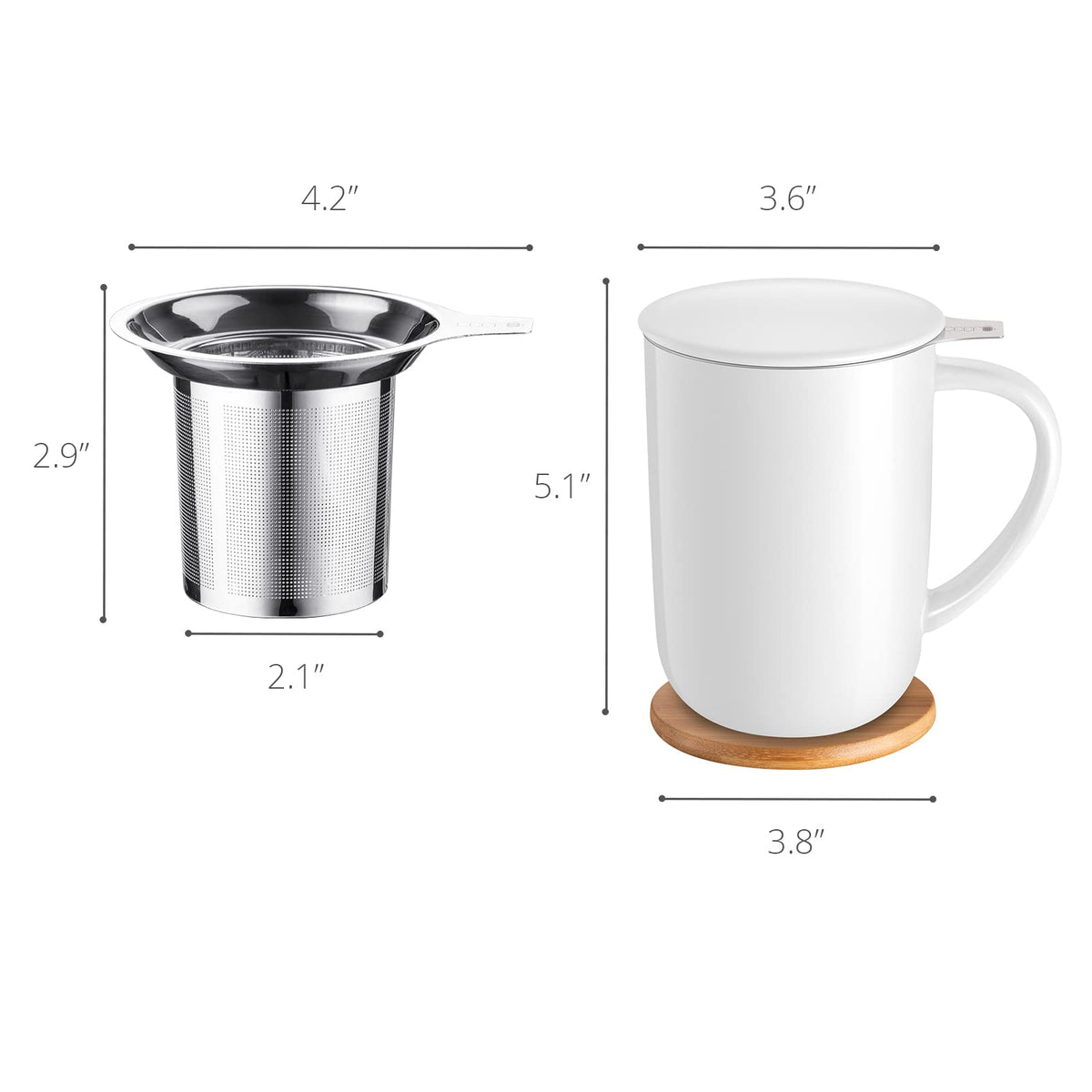 16oz Porcelain Tea Mug with Infuser