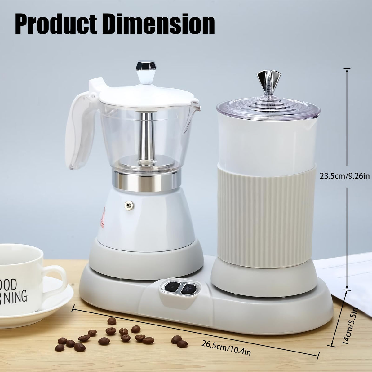 Espresso Maker with Milk Frother Electric Moka Pot 2 (3 Count)