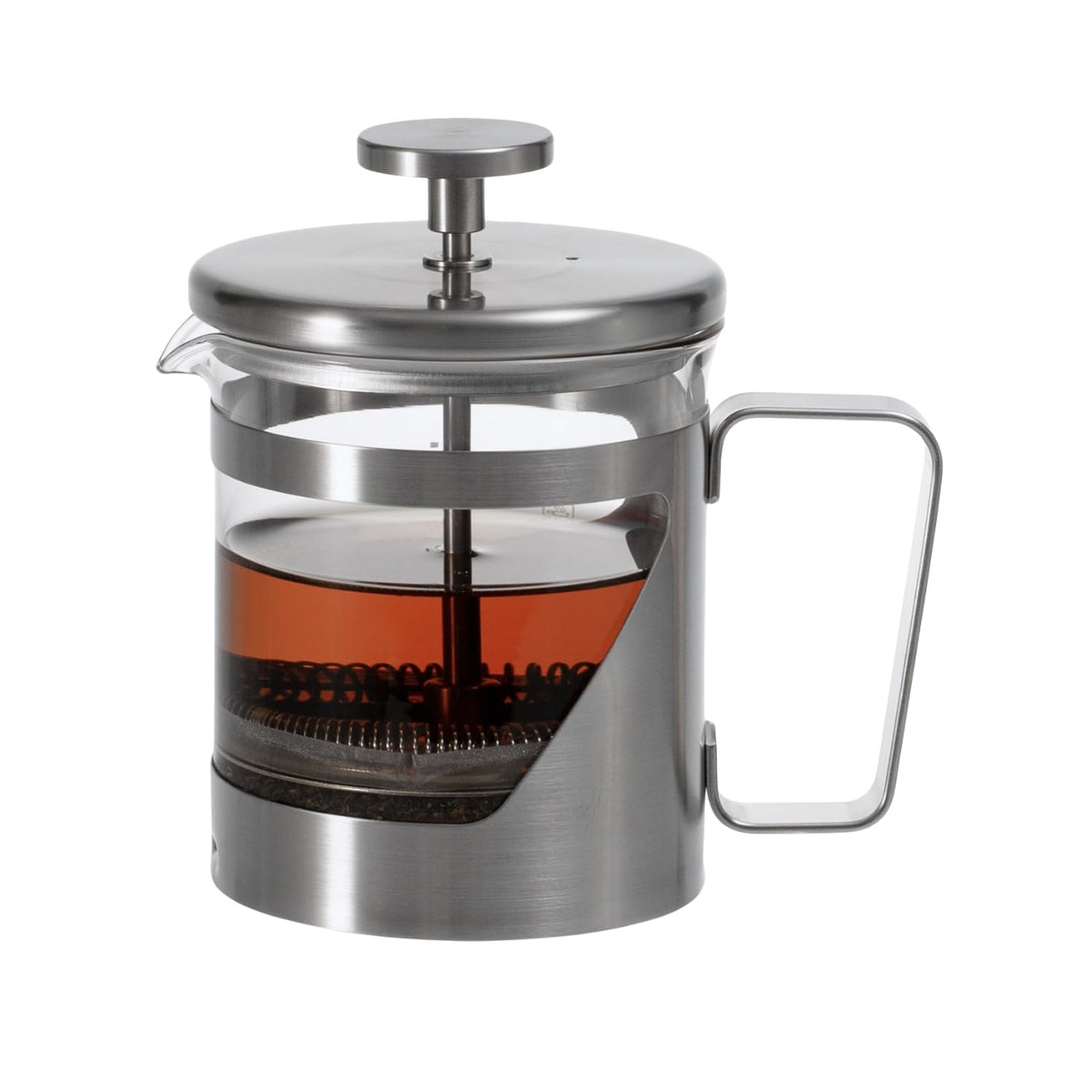 THSV-2-HSV Hairline Silver Pressed Coffee, Heat Resistant Glass, Stainless Steel, Practical Capacity, 10.1 fl oz (300 ml)