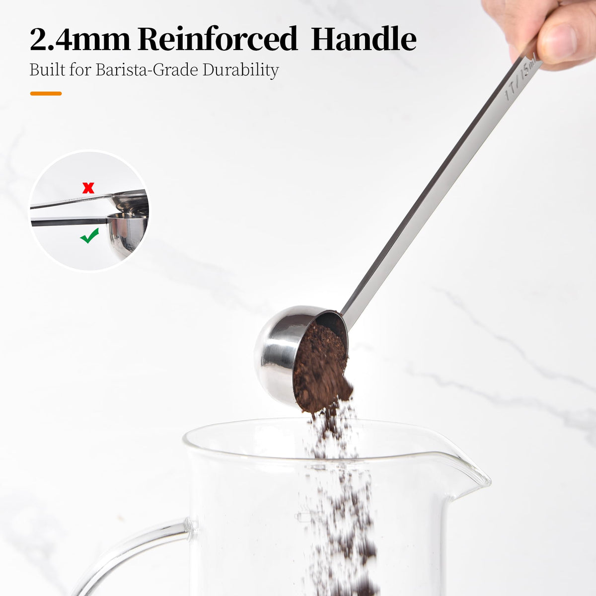8.3in Long Handle Coffee Scoop for Ground Coffee
