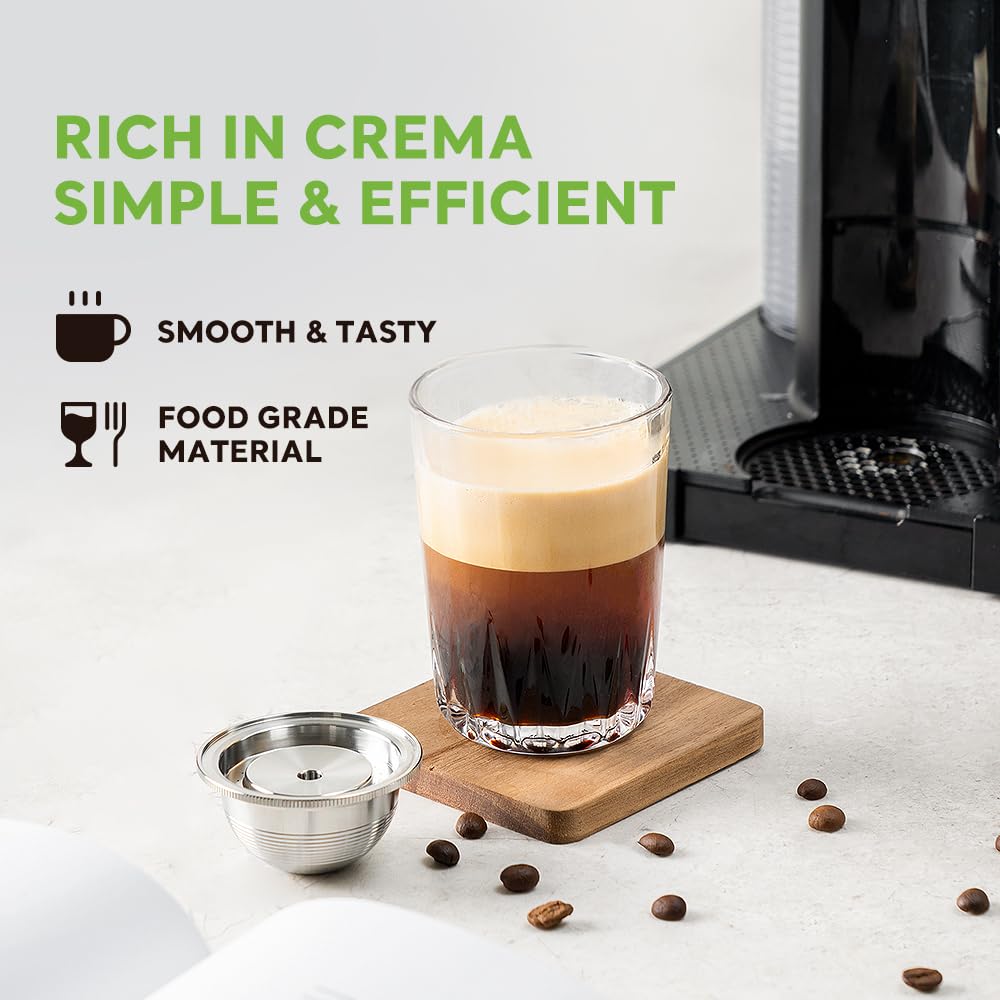 Stainless Steel Reusable Pod Compatible with Nespresso VertuolineGCA1 (2 Count)