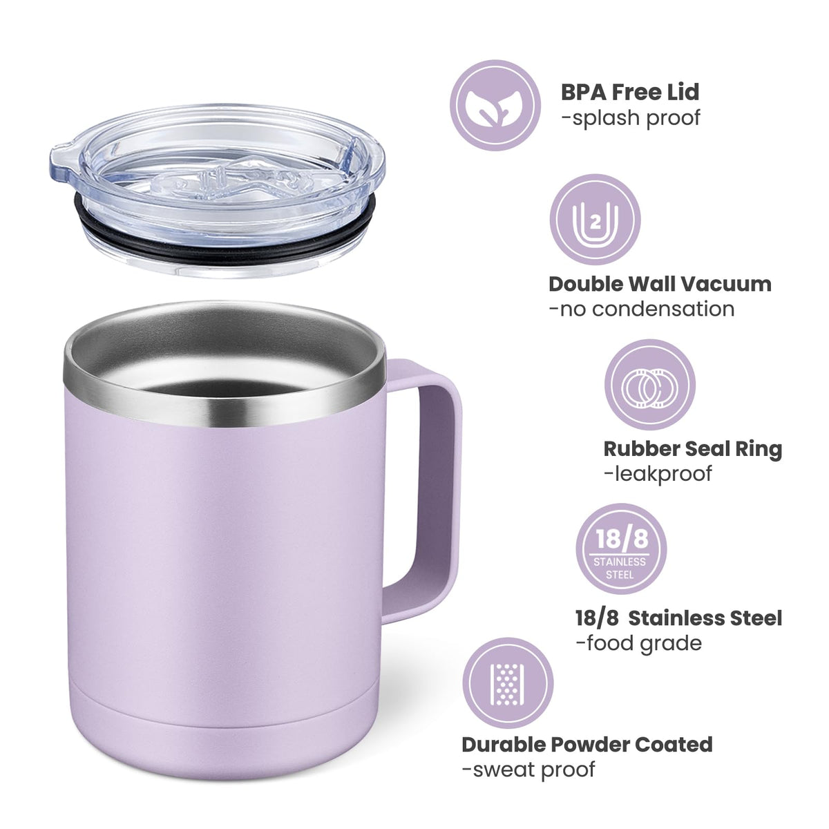 12oz Coffee Mug With Handle 2 Pack Bulk (2 Count)