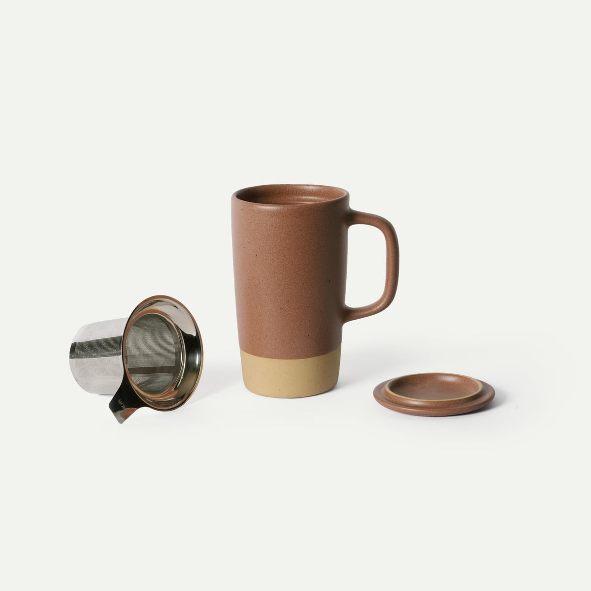 Mora Ceramics Large Tea Mug with Loose Leaf Infuser and Ceramic Lid