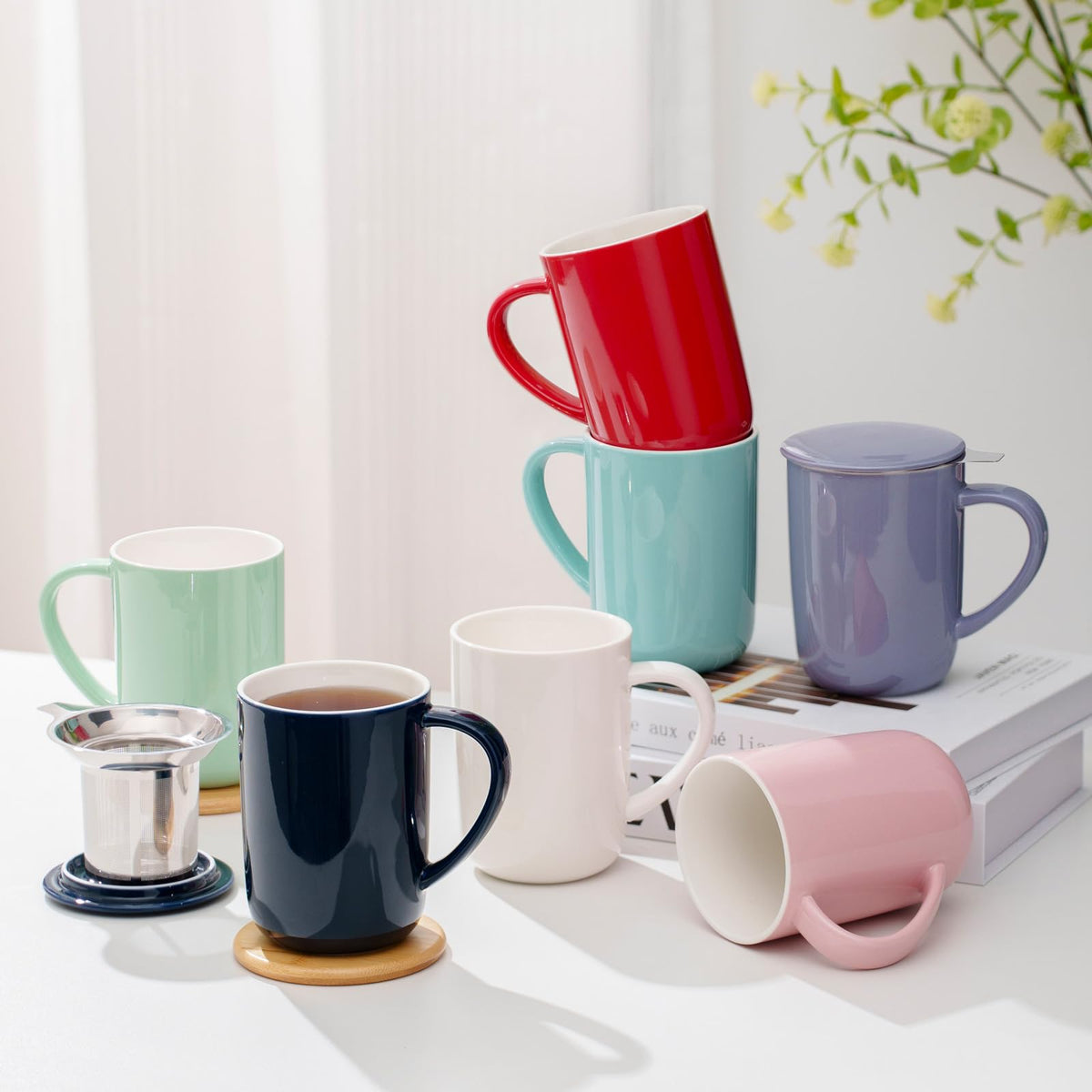 16oz Porcelain Tea Mug with Infuser