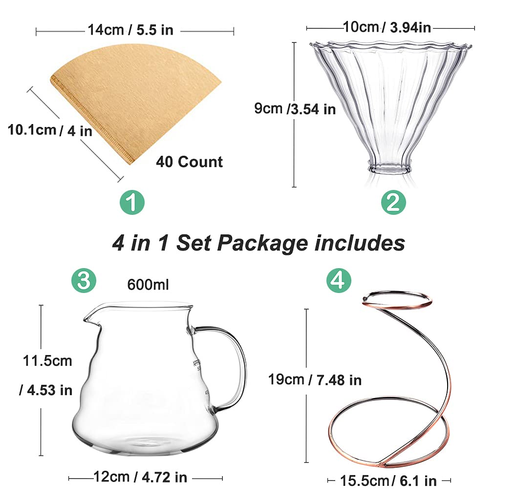 Pour Over Coffee Maker Set (4 Count)