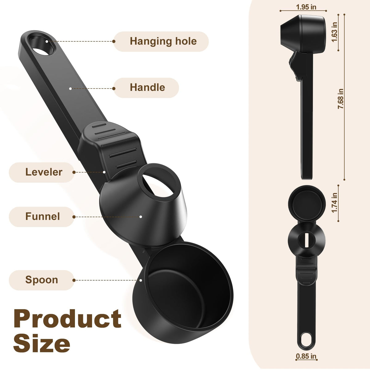 Coffee Scoop with Funnel for Ground Coffee & Protein Powder