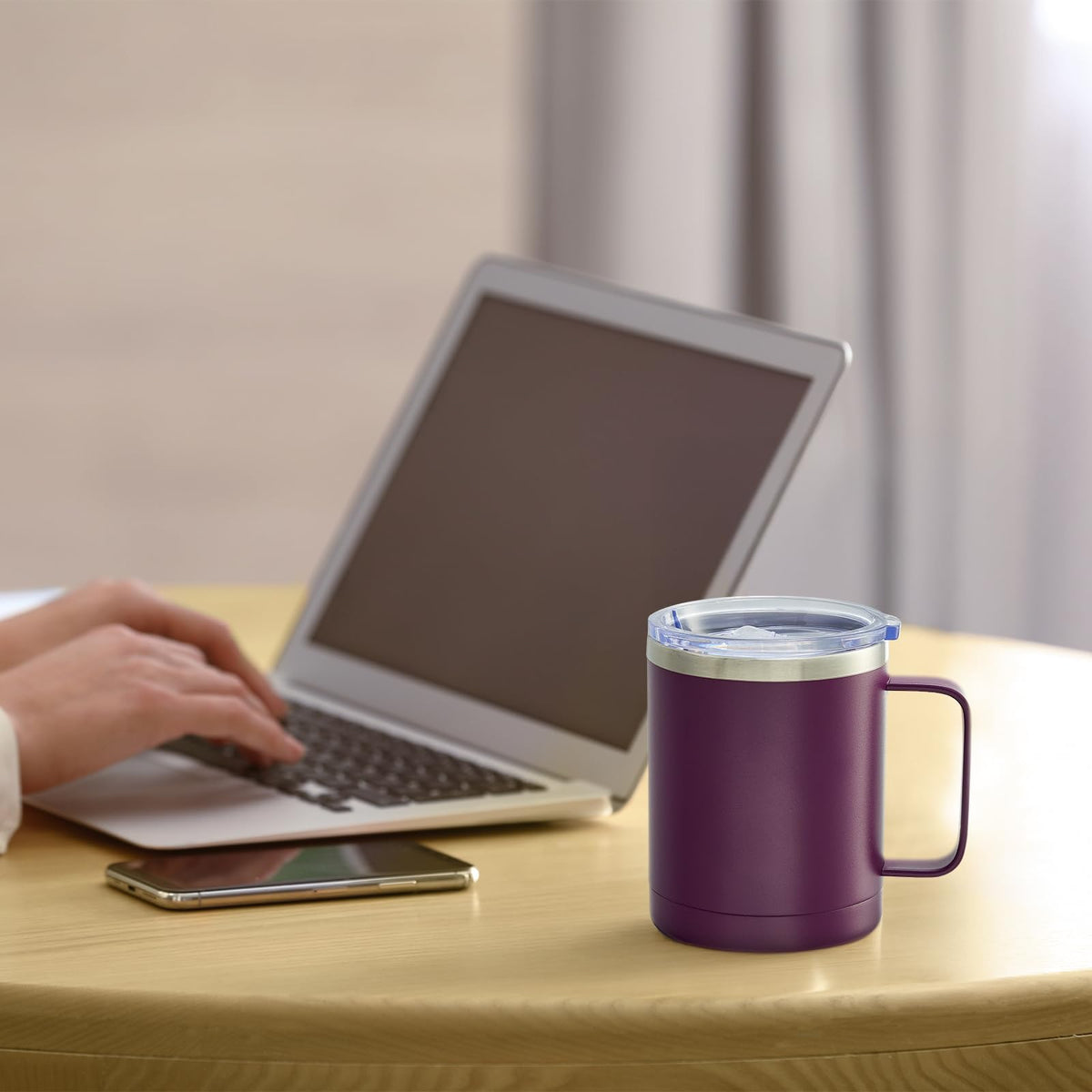 12oz Coffee Mug With Handle and Sliding Lid