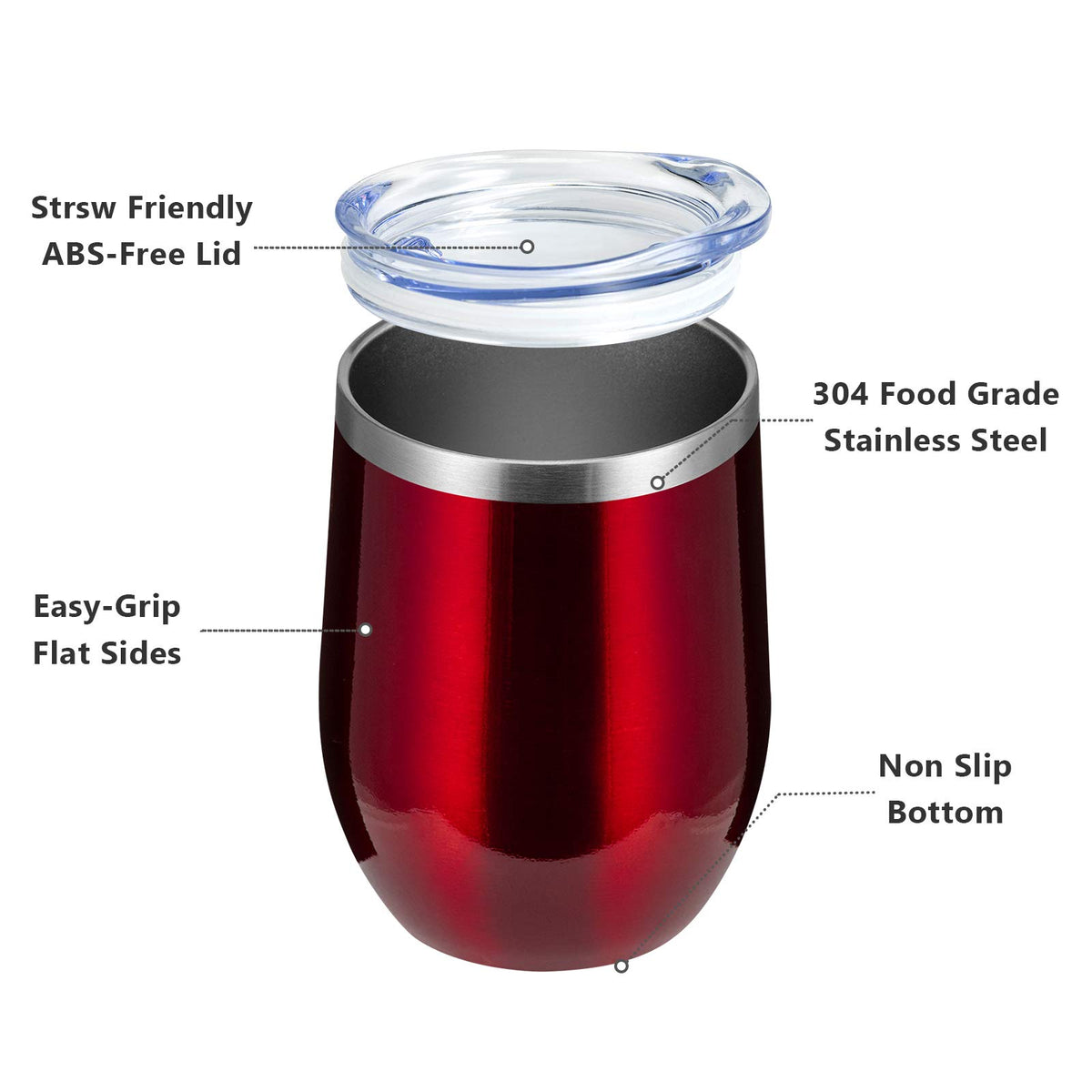 Stemless 12oz Wine Tumbler Glasses with Lid