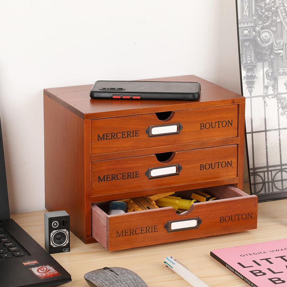 Small Wooden Drawers Wooden Box with Drawer Brown