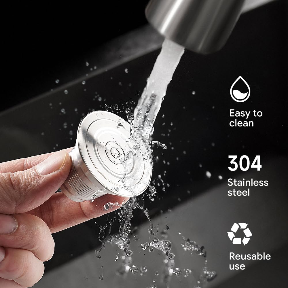 Big & Small Cup Stainless Steel Reusable Coffee Capsules Compatible with L'OR Barista LM8012 (3 Count)