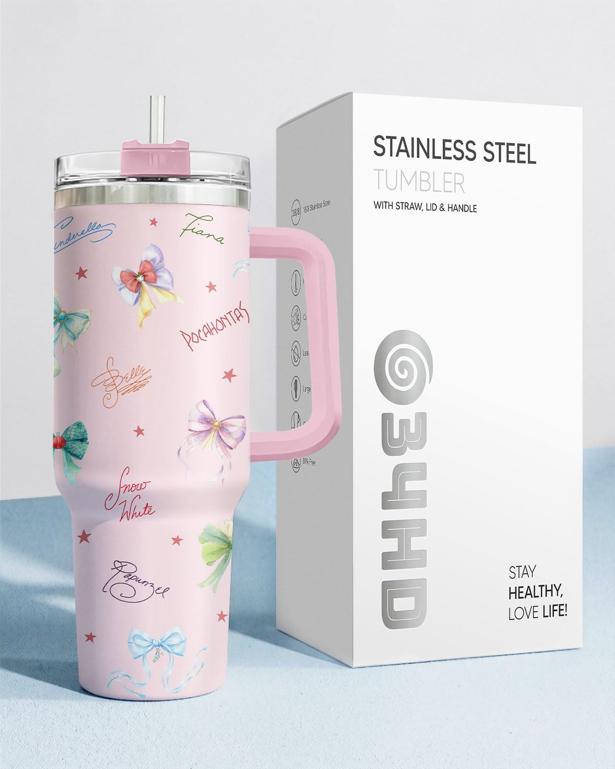 Princess Coquette Bow 40 oz Tumbler with Handle