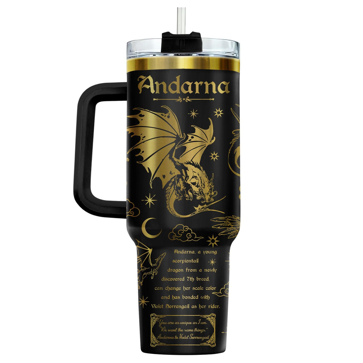 Fantasy Dragon Rider 40 oz Tumbler with Handle