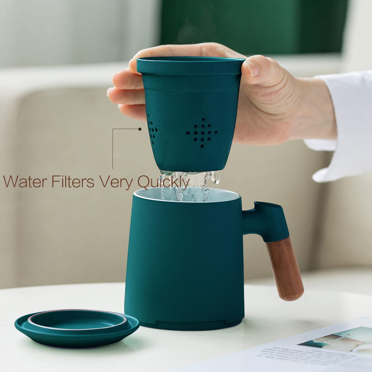 Tea Cup with Infuser and Lid for Loose Leaf Tea Steeper