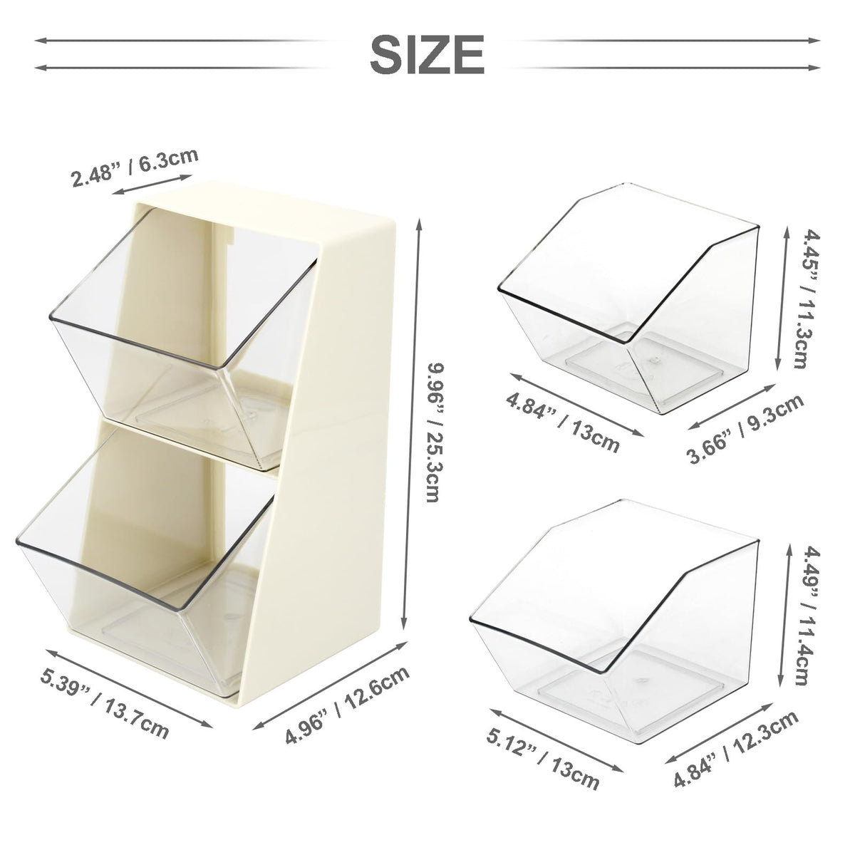 Coffee Pod Holder with 2 Large Capacity Basket K Cup Storage Container Coffee Bar Accessories for Creamer Suger Plastic Desk Box Tea Bag Organizer Creamy White