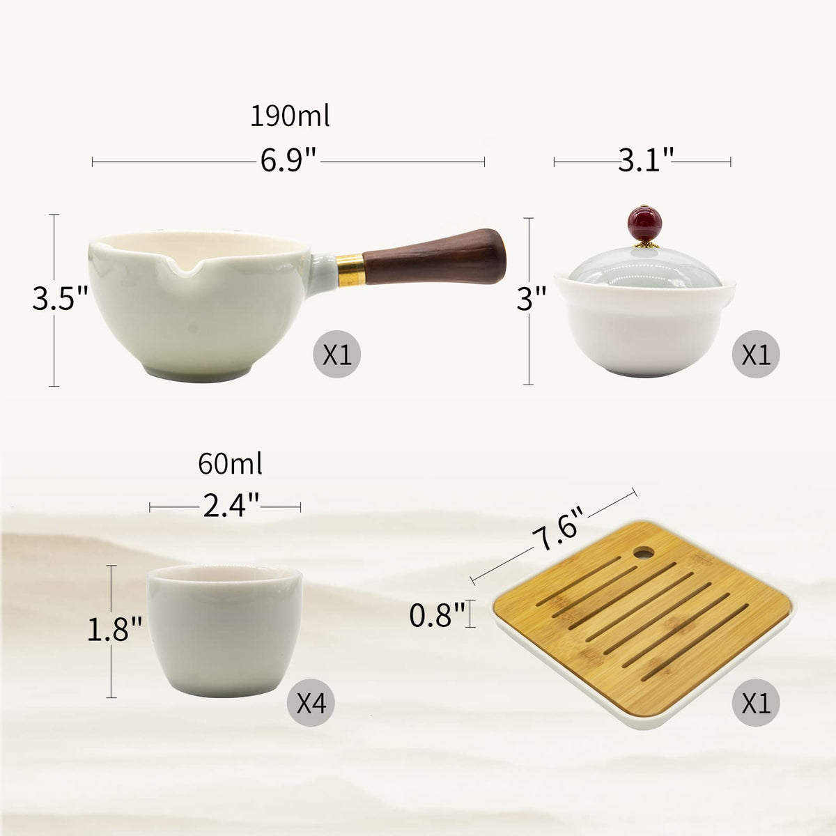 Porcelain Chinese Gongfu Tea Set