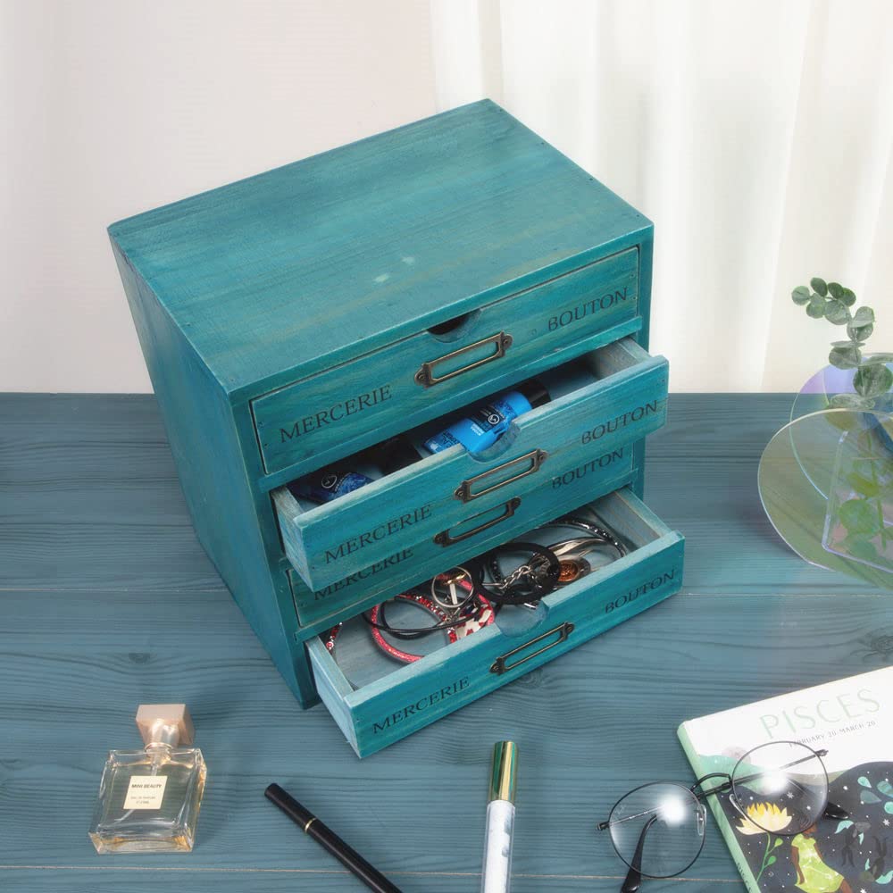 Small Wooden Drawers Wooden Box with Drawer Blue