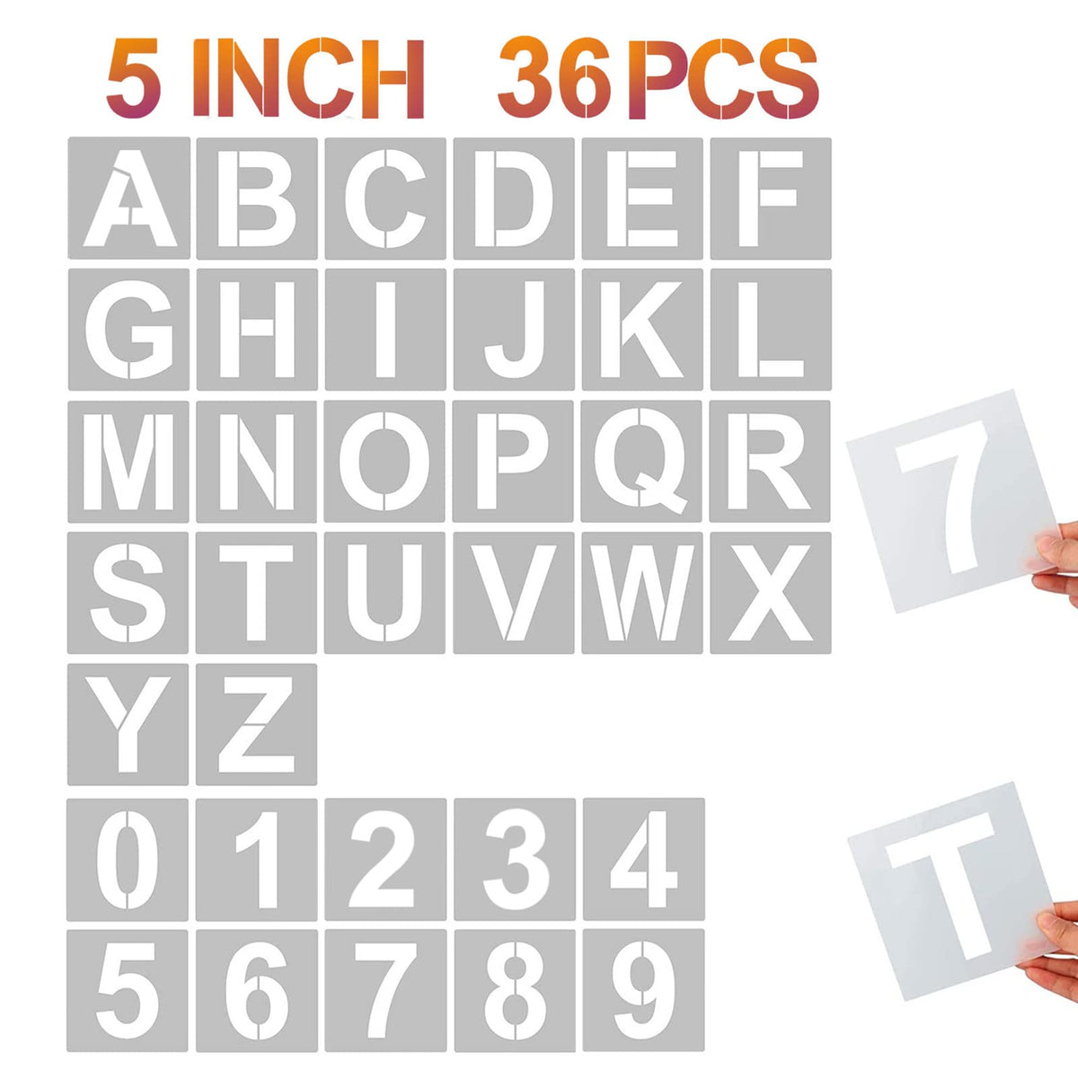 5 Inch Letter Stencils and Numbers (36 Count)