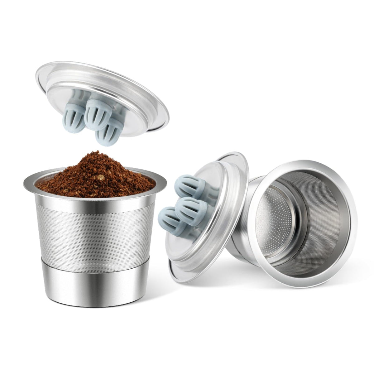 2 Pack K Cups Reusable Coffee Pods for Ninja Dual Brew Coffee Maker Permanent K Cups Filters Compatible with Ninja CFP201 CFP301 Dual Brew Pro Machine Stainless Steel cup Body+Plastic Cup Lid (2 Count)