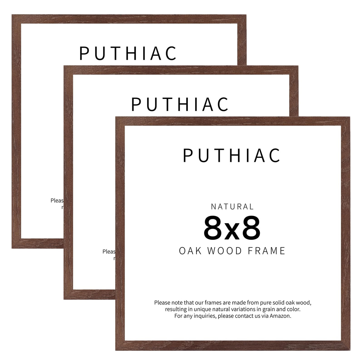 8x8 Solid Oak Wood Picture Frames (3 Count)