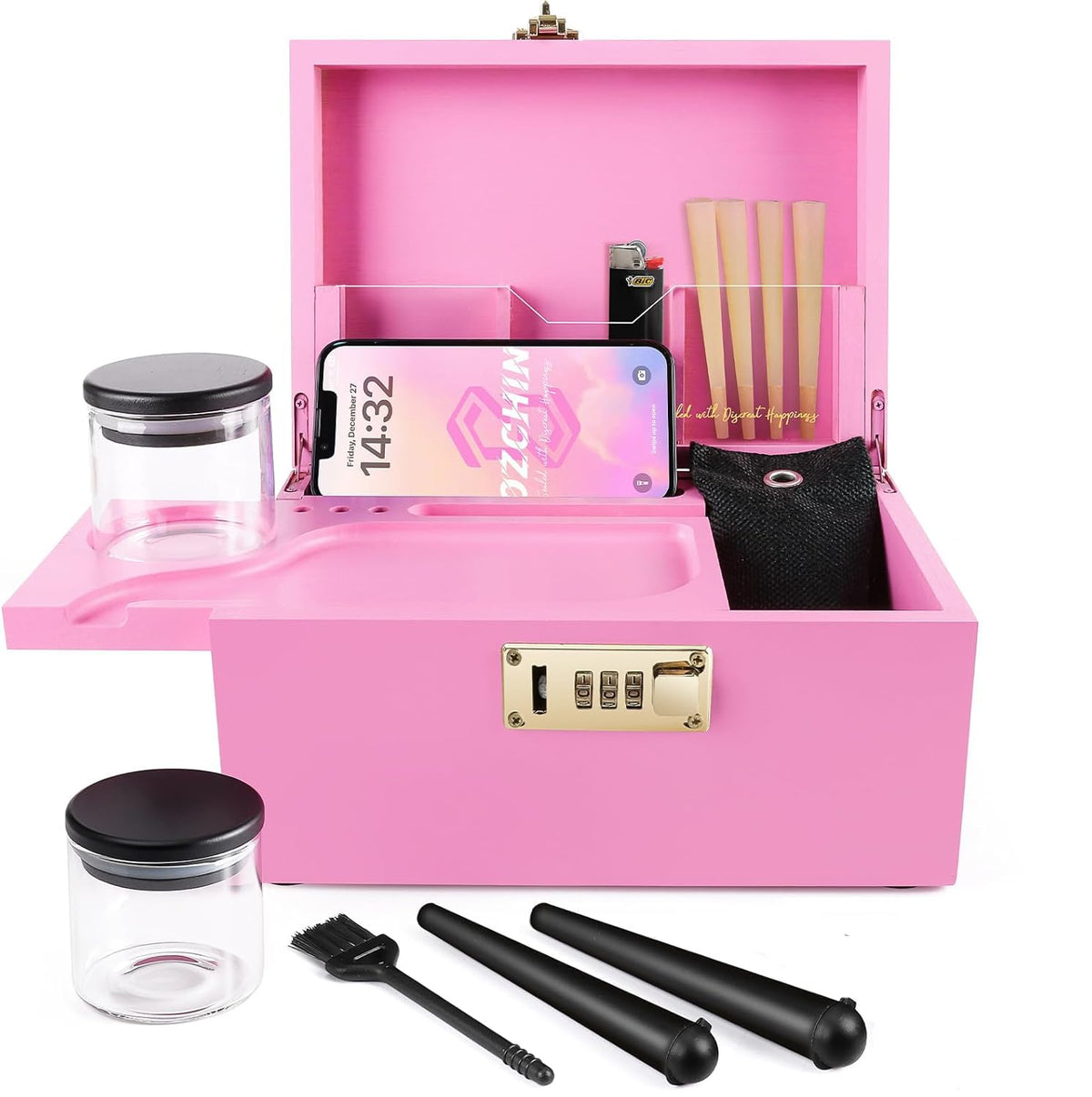 Bamboo Smell Proof Container Locking Box