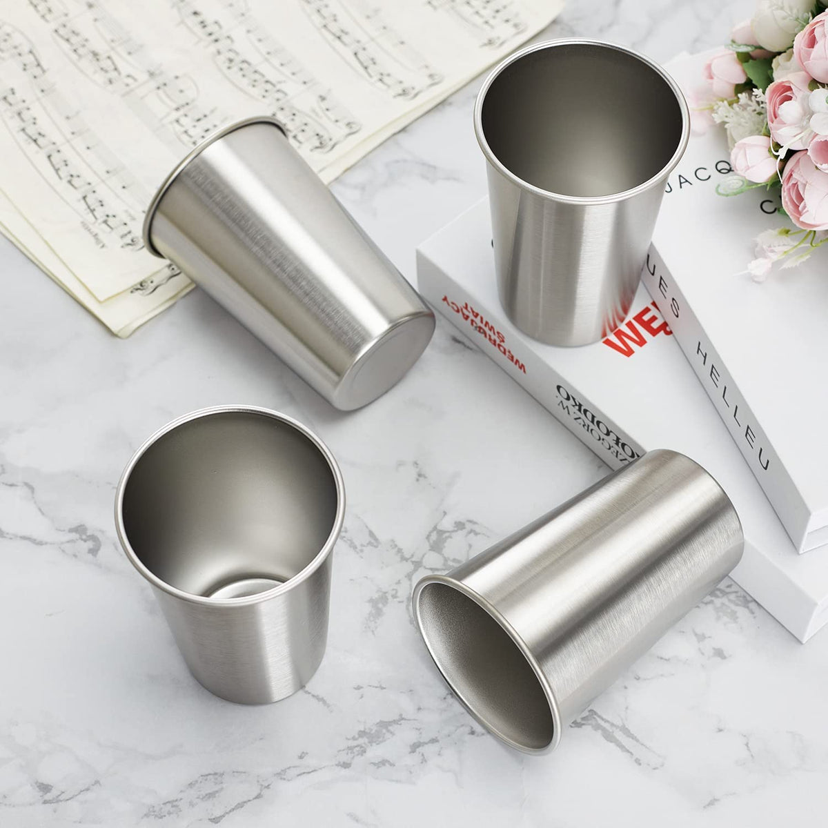 8 Pack 24oz Stainless Steel Pint Cup (8 Count)