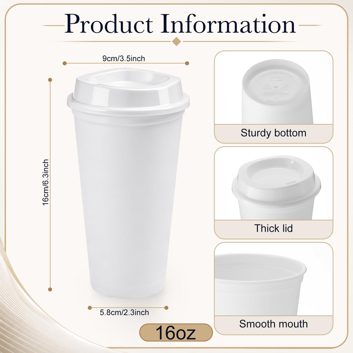 45 Pack 16 oz Reusable Coffee Cups with Lids Water Bottle Iced Coffee Travel Mug Portable Plastic Tea Tumblers Bulk for Hot and Cold Drinks Birthdays Party (45 Count)