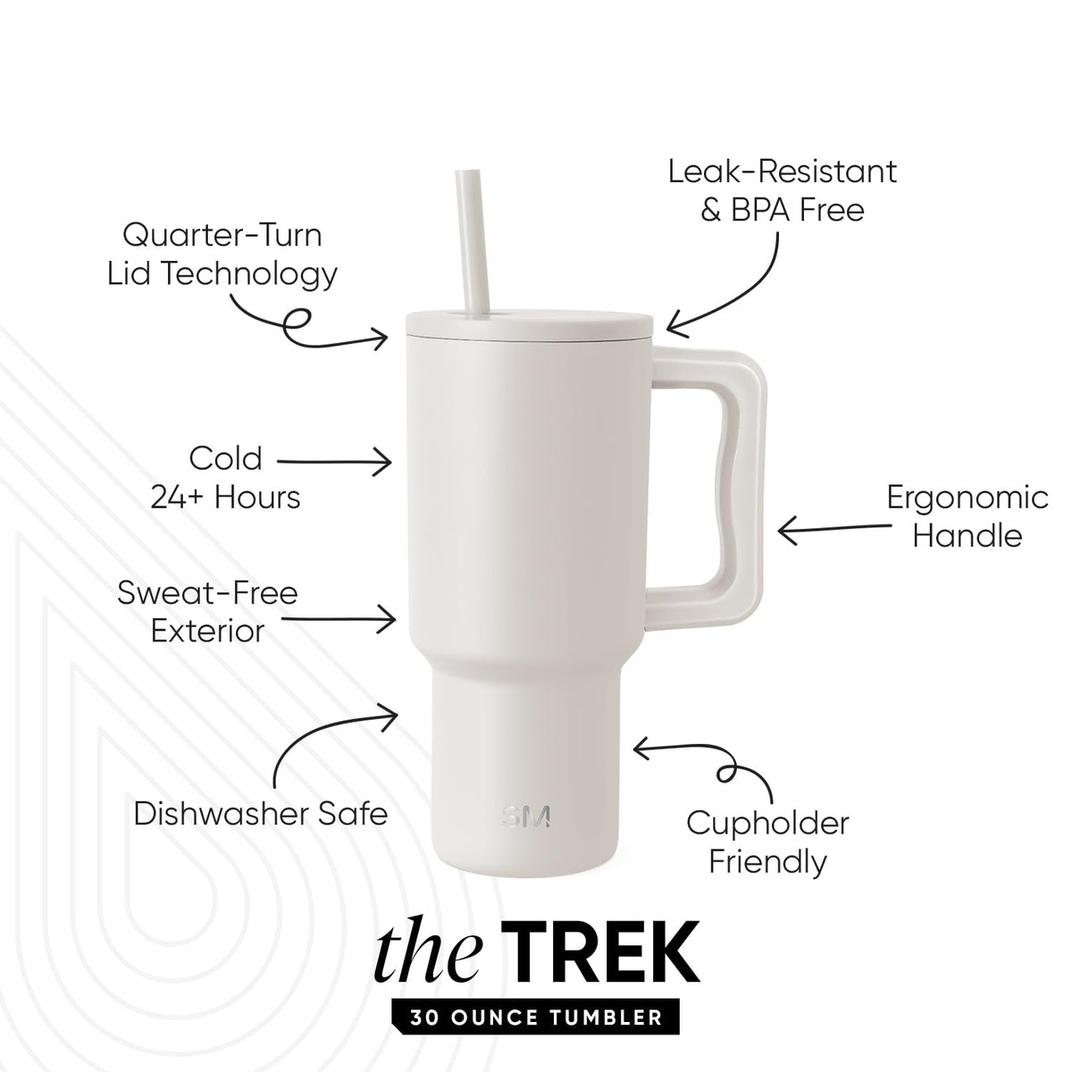 30 oz Trek Tumbler with Handle and Straw Lid