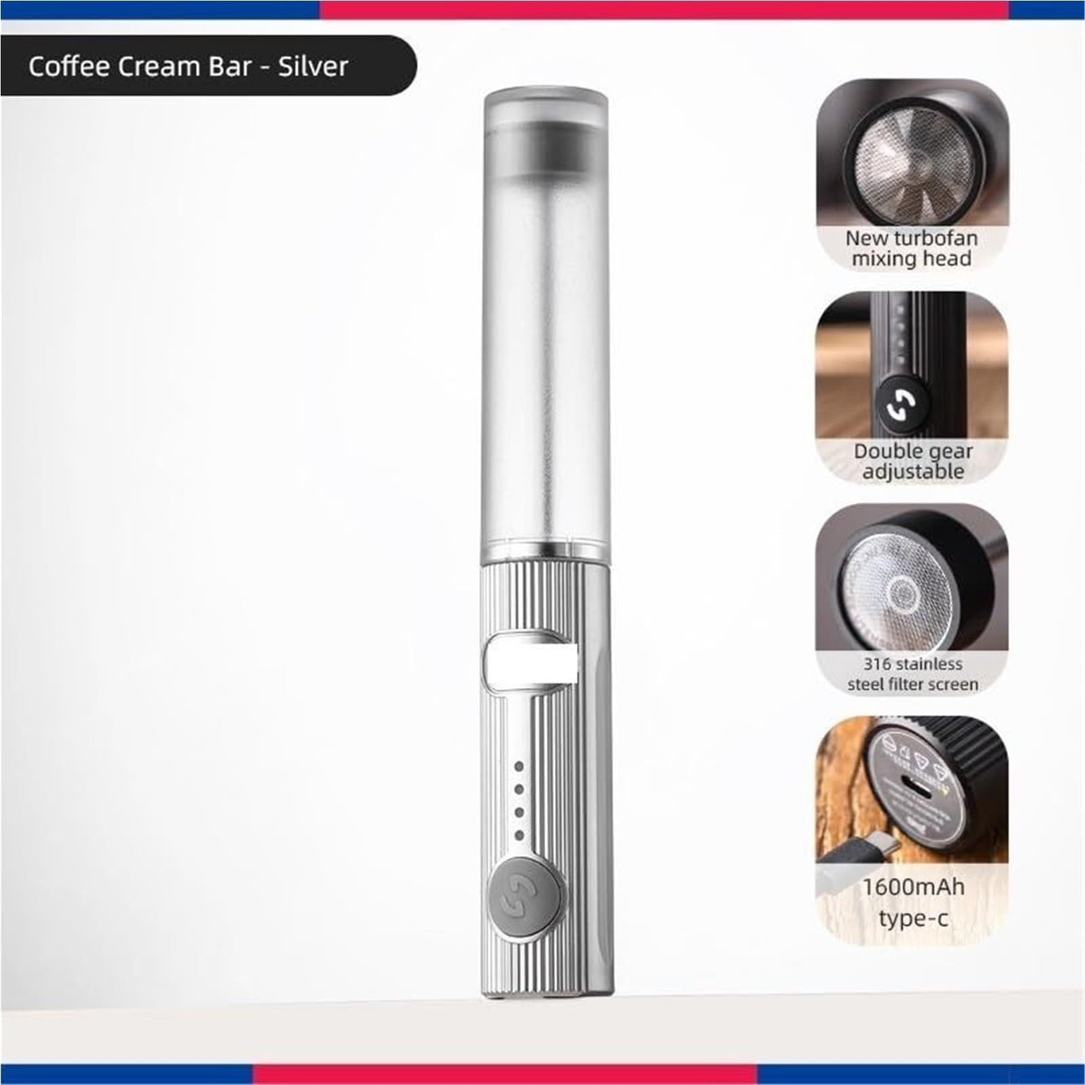 Homogenizer Ultrasonic Homogenizer Coffee Frother 2 Speeds Electric Milk Blender Foam Maker with Handle Egg Beater Kitchen Tools