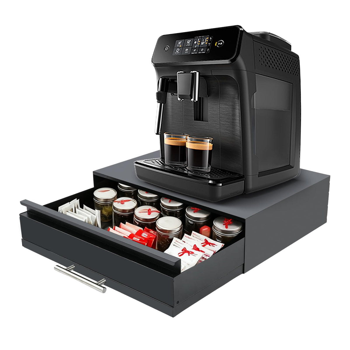 Microwave Rack Coffee Pod Holder with Drawer & Shelf