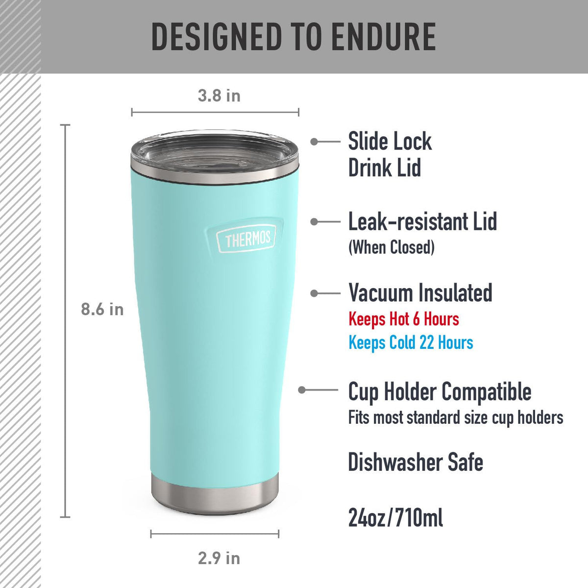 Icon Series 24oz Stainless Steel Tumbler with Slide Lock Lid