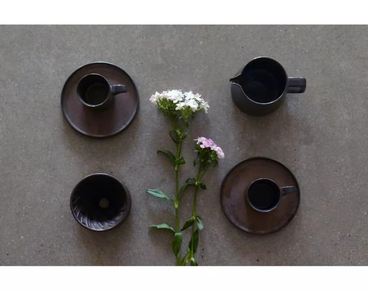 Handmade Stoneware Pour Over Drip Coffee Maker & Cups Set