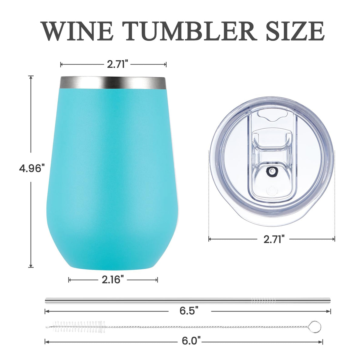 12oz Insulated Wine Tumbler with Lid and Straw