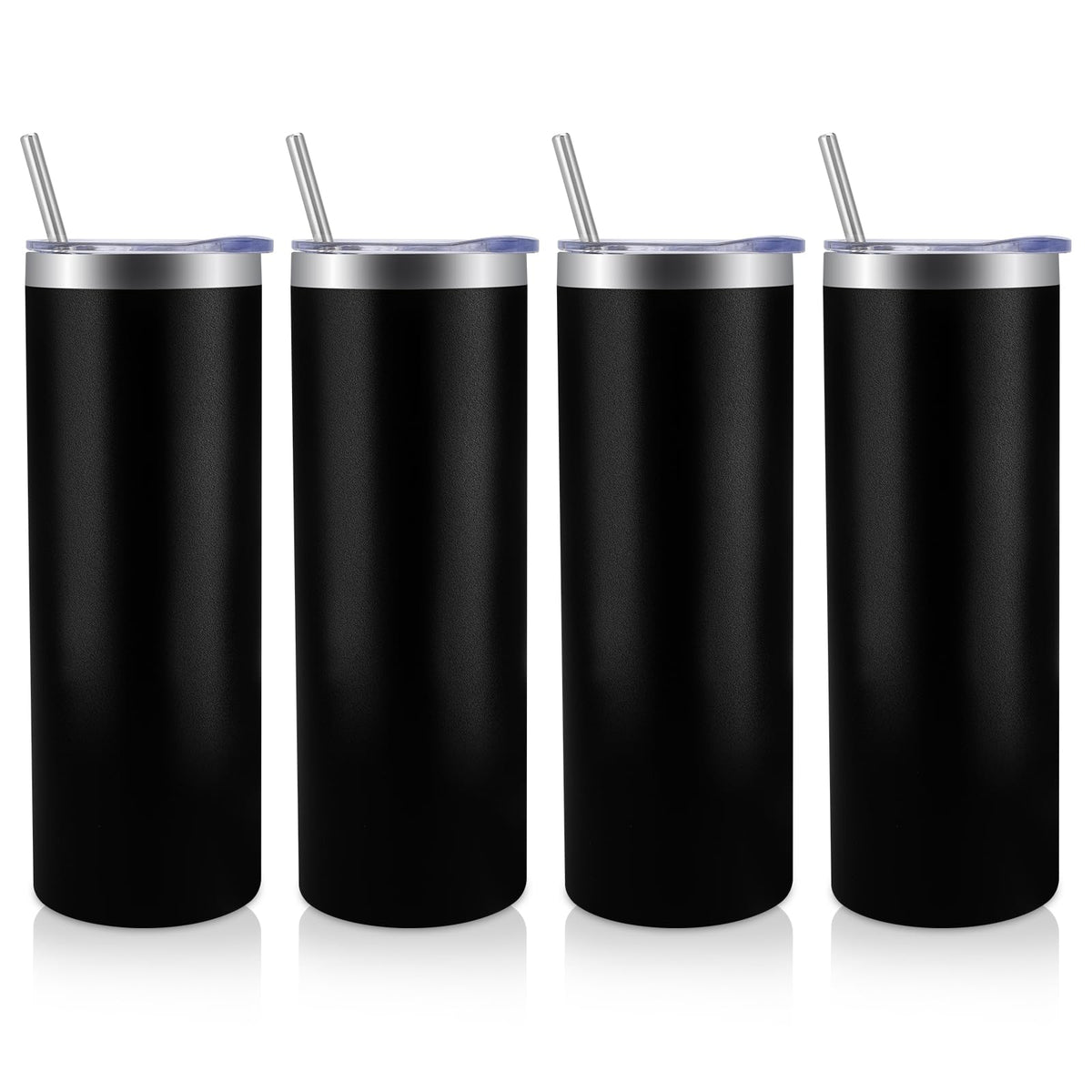 4 Pack Skinny Tumblers with Lid and Straw
