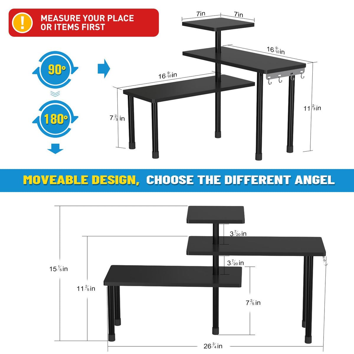 3 Tier Bathroom Countertop Corner Shelf Organizer