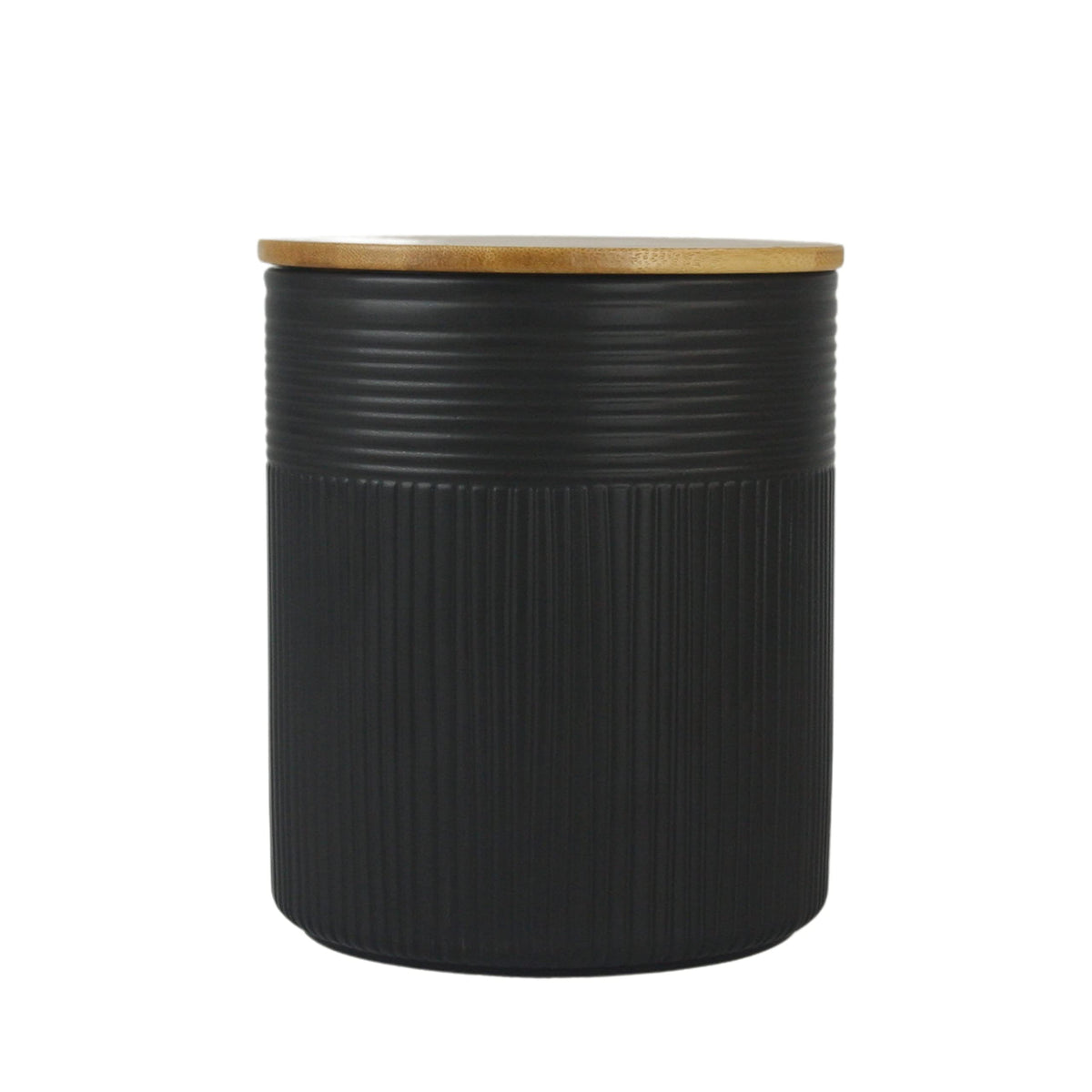Luca Matte Black Embossed Ceramic Kitchen Canister Set (3 Count)