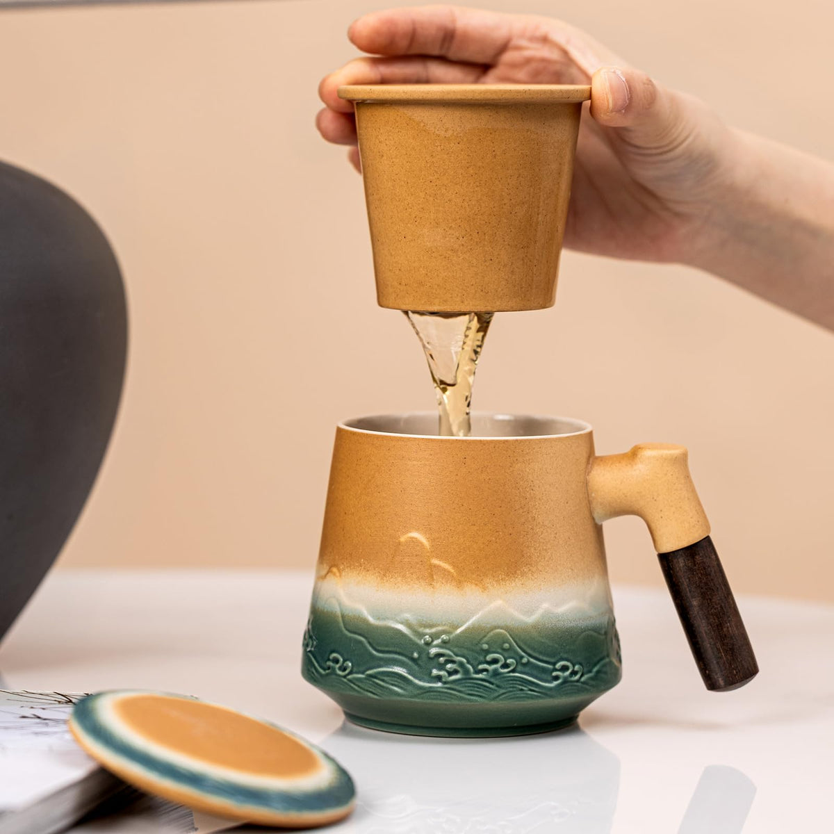 Ceramic Tea Mug with Infuser & Lid