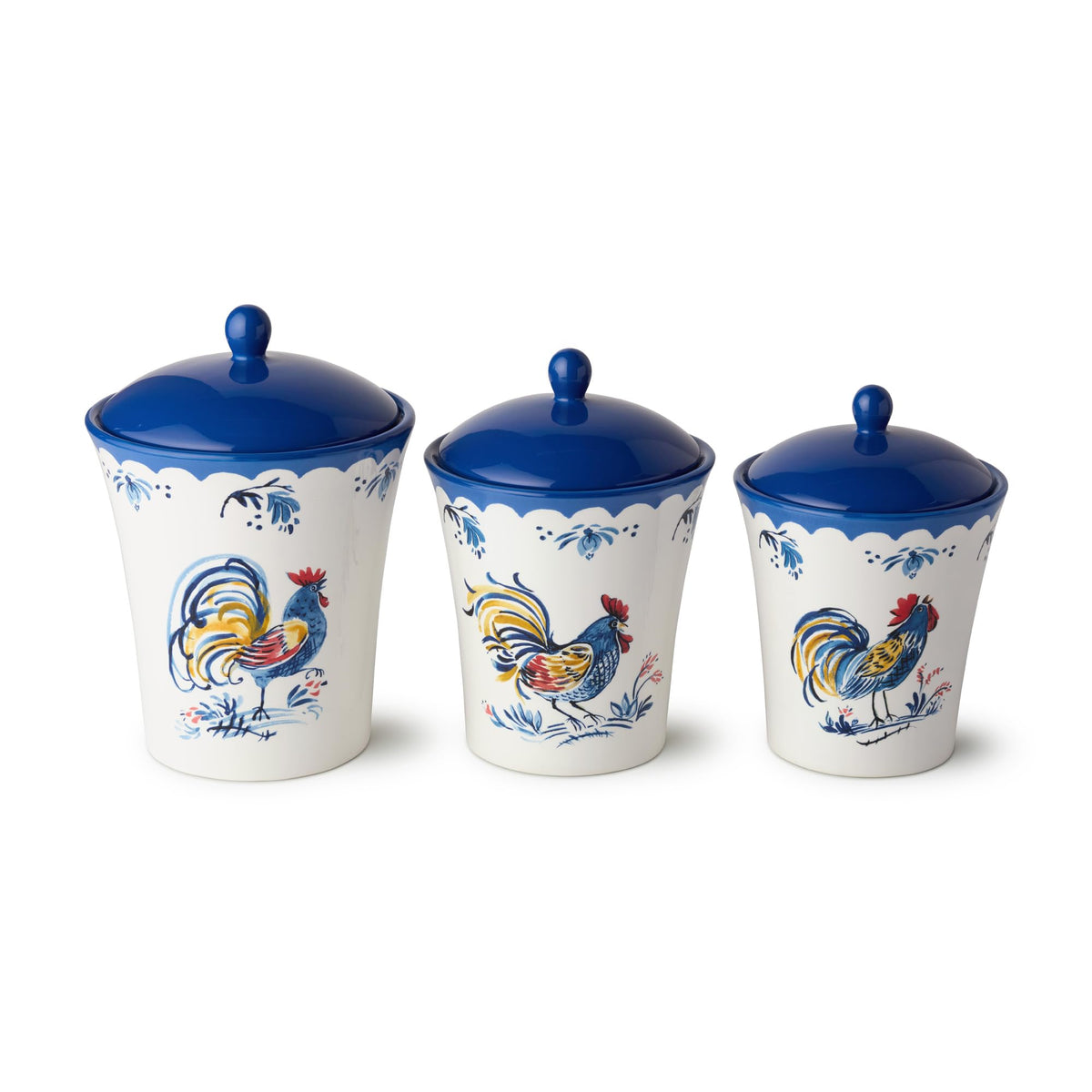 French Rooster Ceramic 3‑Piece CANISTER SET