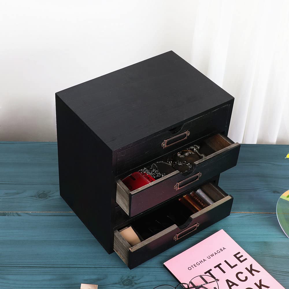 Small Wooden Drawers Wooden Box with Drawer Black