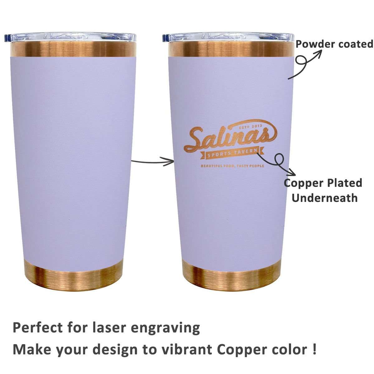 20 oz Insulated Tumbler With Lid and Straw Light Purple