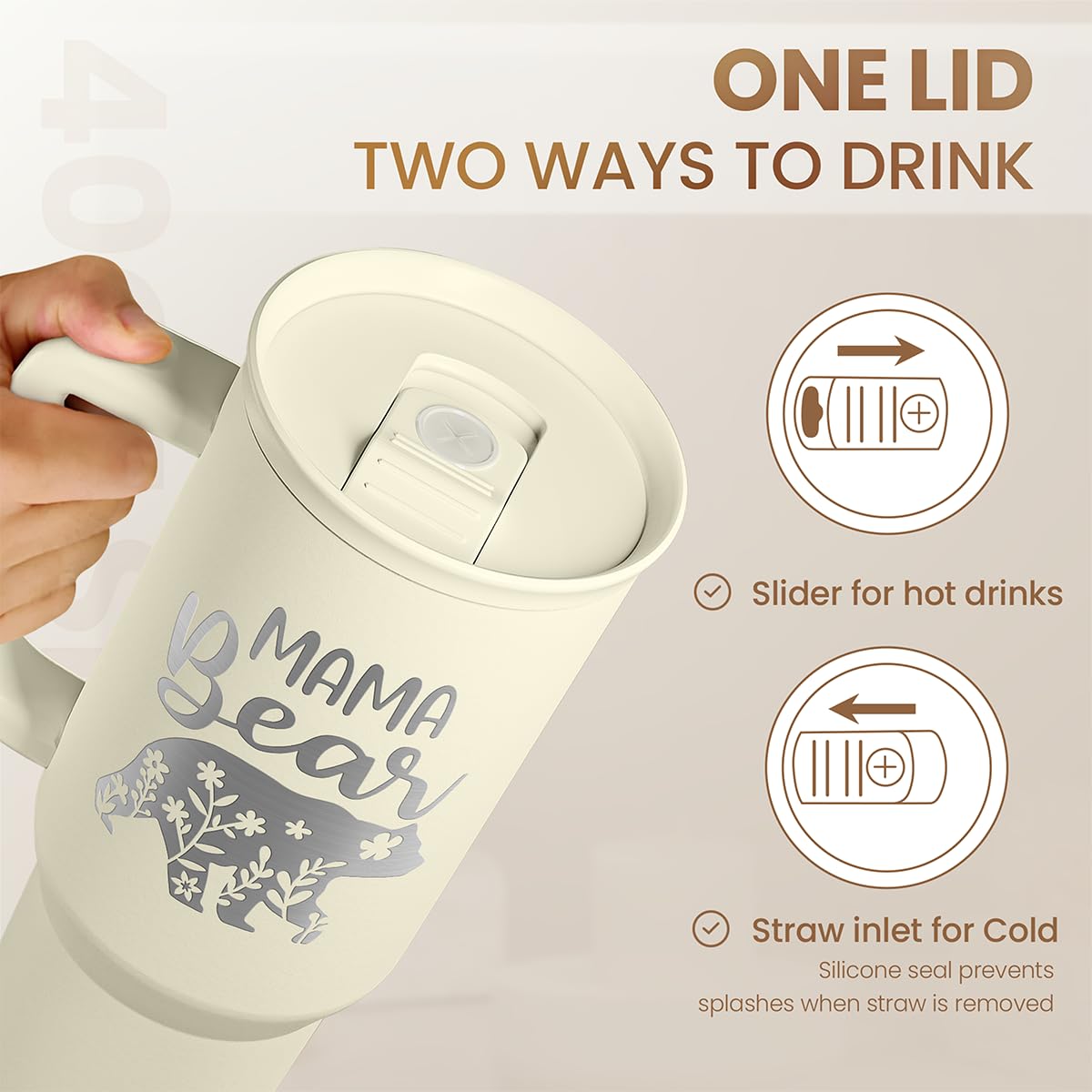 Mom Tumbler with Handle 40oz
