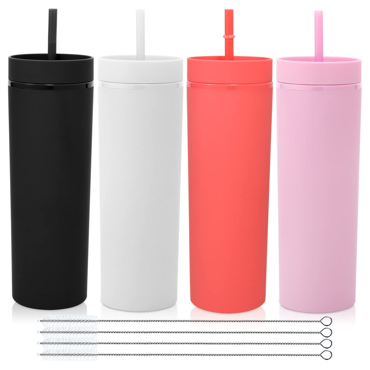 20oz Plastic Skinny Tumblers Bulk 4 Pack (4 Count)