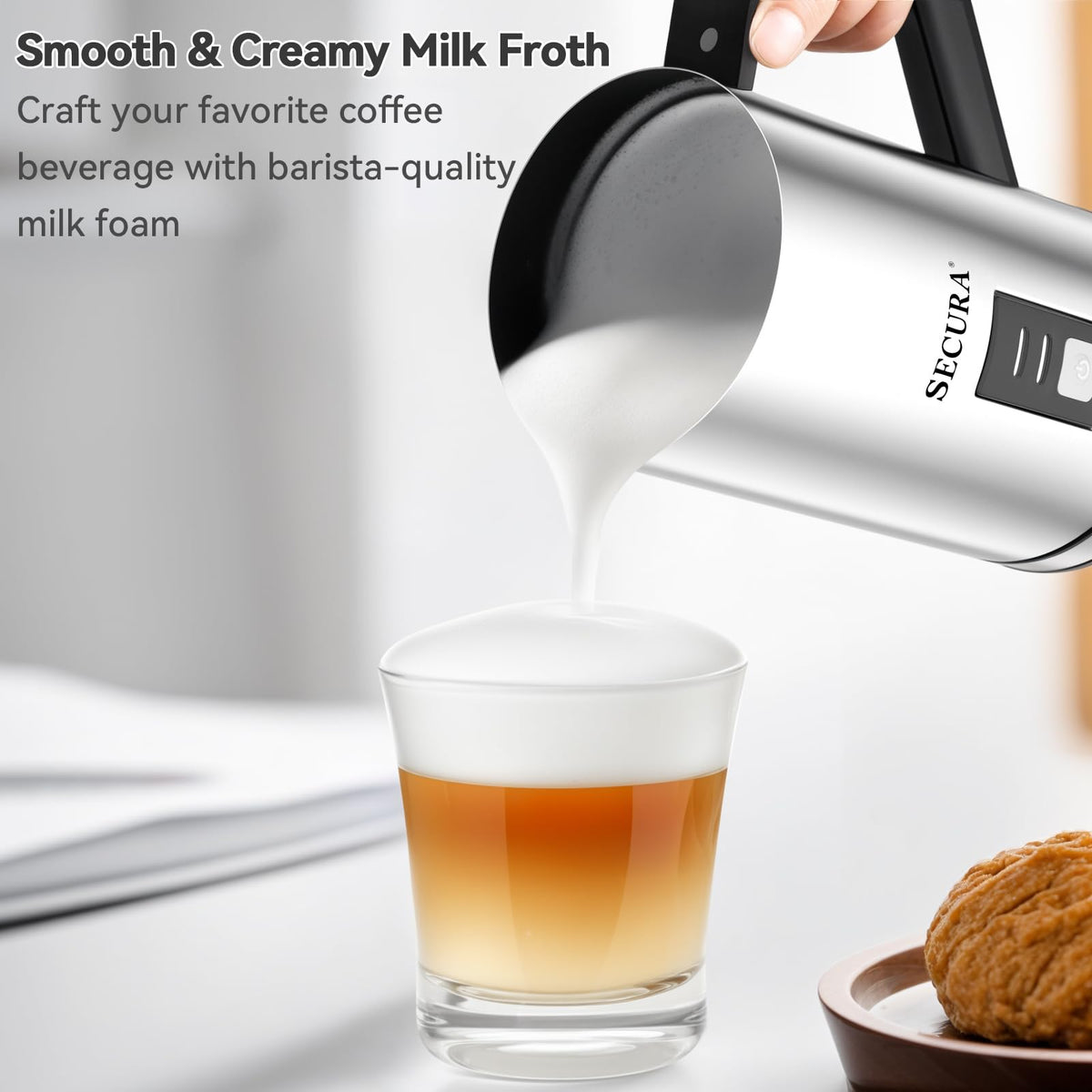 Milk Frother Electric Milk Steamer Stainless Steel