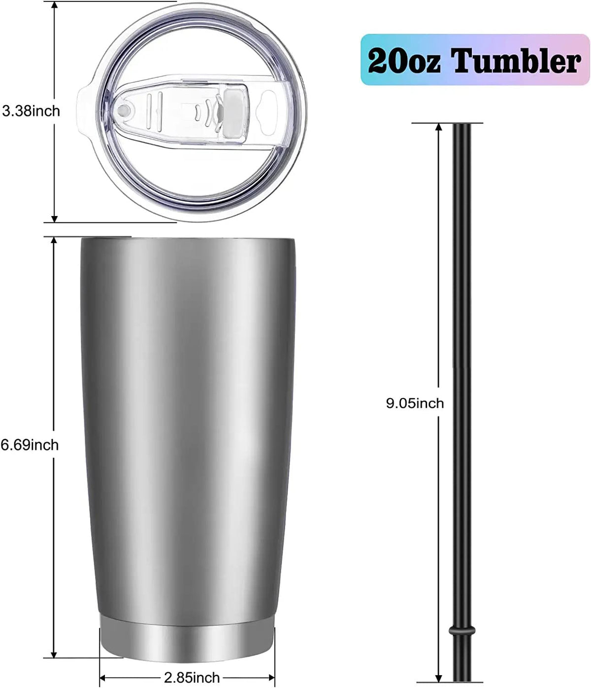 20oz Tumbler with Lid and Straw Stainless Steel Tumbler Cup Bulk Vacuum Insulated Double Wall Travel Coffee Mug Powder Coated Coffee Cup (12 Count)