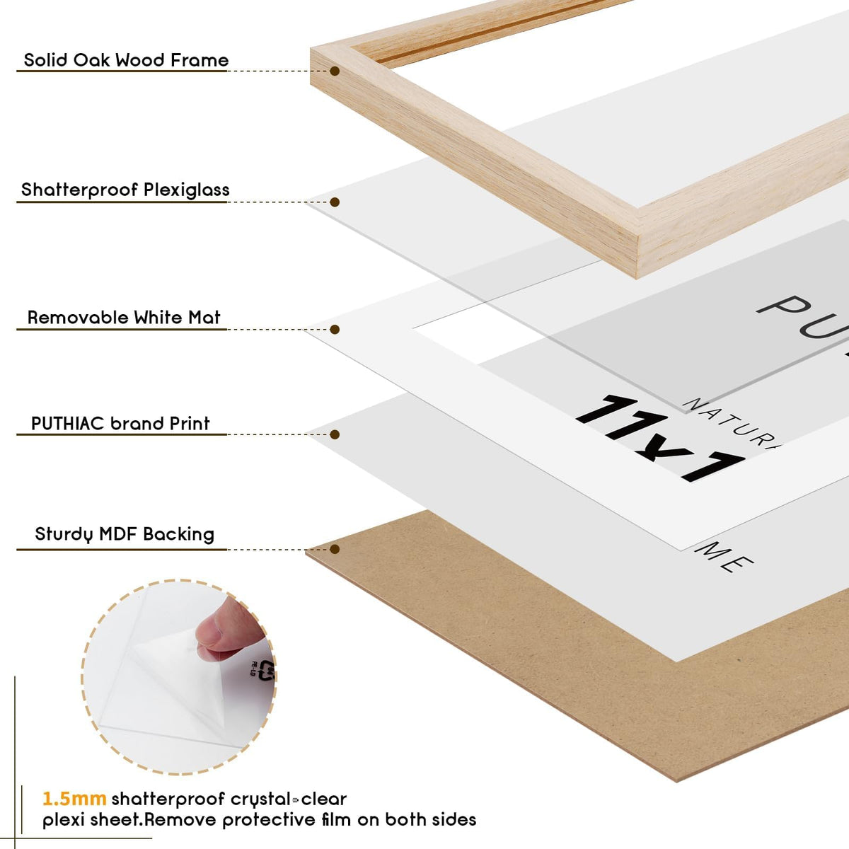 11x17 Solid Oak Wood Picture Frames (3 Count)
